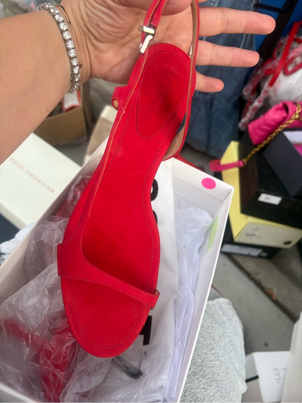 SCHUTZ Red Suede Slingback Pumps - Picture 4 of 8